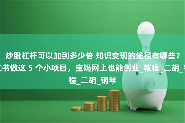 炒股杠杆可以加到多少倍 知识变现的途径有哪些？小红书做这 5 个小项目，宝妈网上也能创业_教程_二胡_钢琴